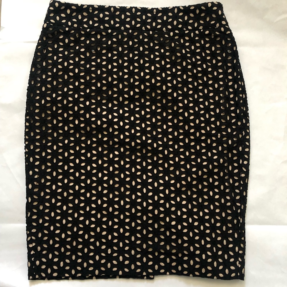Loft  Black Eyelet Skirt